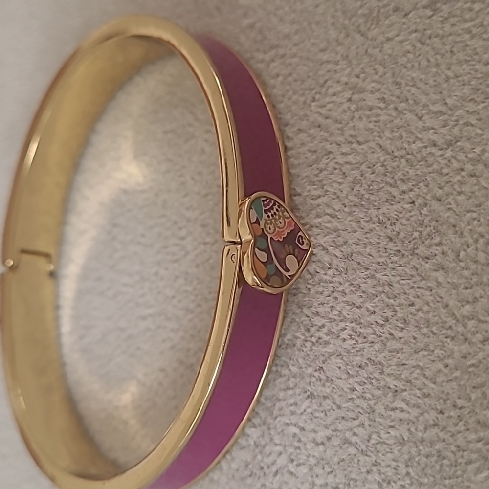 Vera Bradley Gold and Purple Heart Bangle Bracelet.